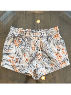 Rip Curl High Waist Floral Women's Shorts Orange & Gray. Size L. Drawstring
